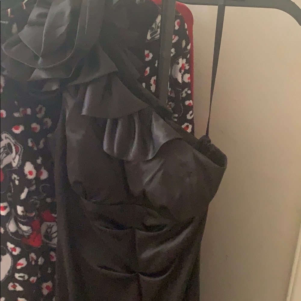 One shoulder long black formal gown